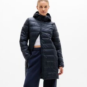 NWT Athleta  Aire Puffer Parka Indigo Blue Size Small